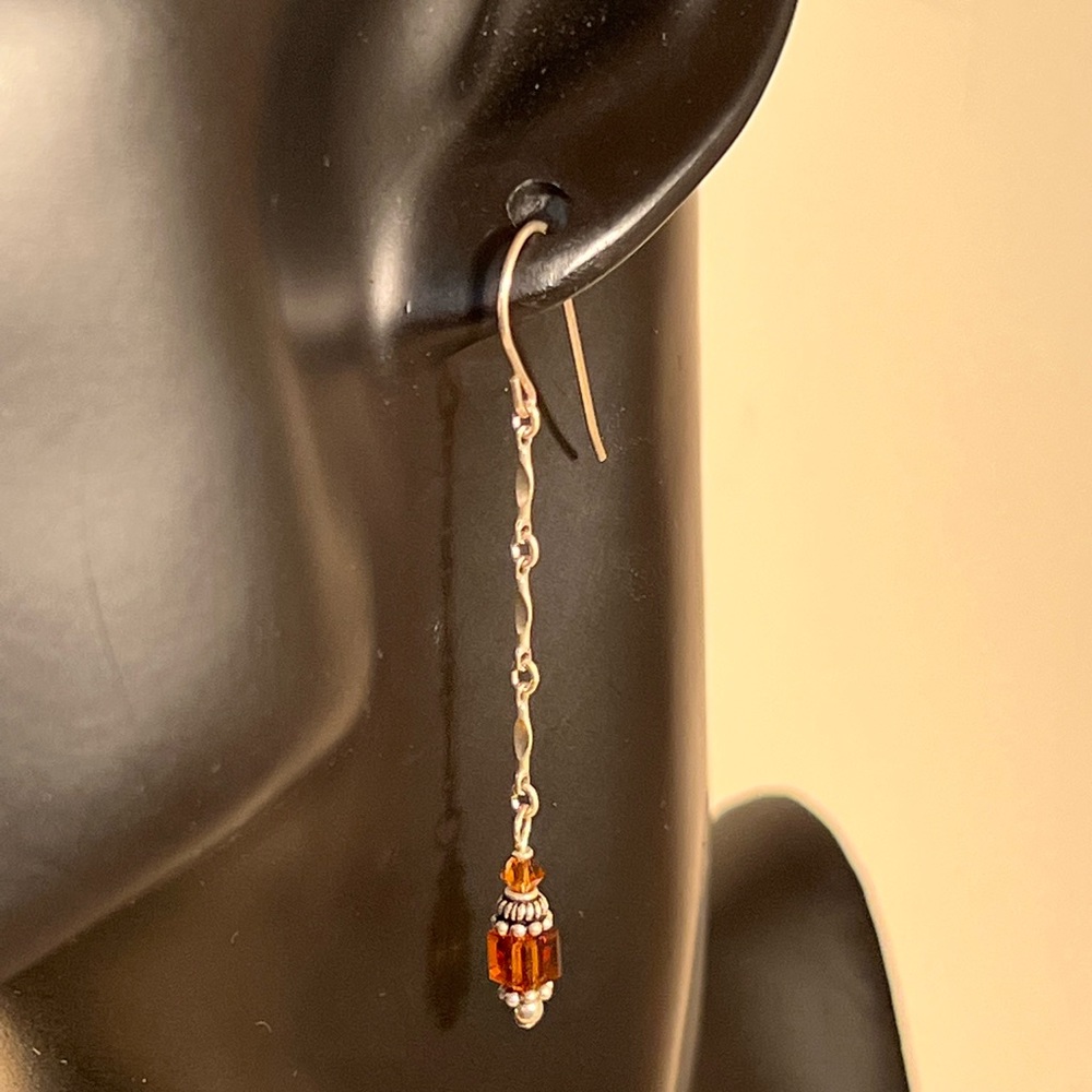 Sterling Silver & Amber Crystal Earrings